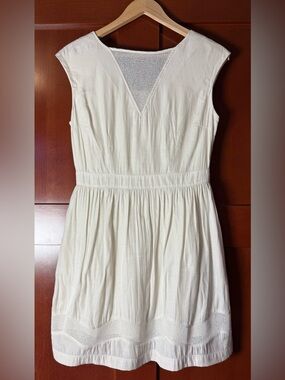 Tulle Cream Sweet Summer Sundress with Crochet Mesh Detail & Built In Slip Small